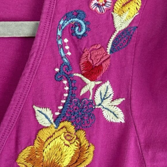 Johnny Was JWLA Women Pink Purple Dress size M Embroidered Floral Tunic Top - Picture 8 of 11